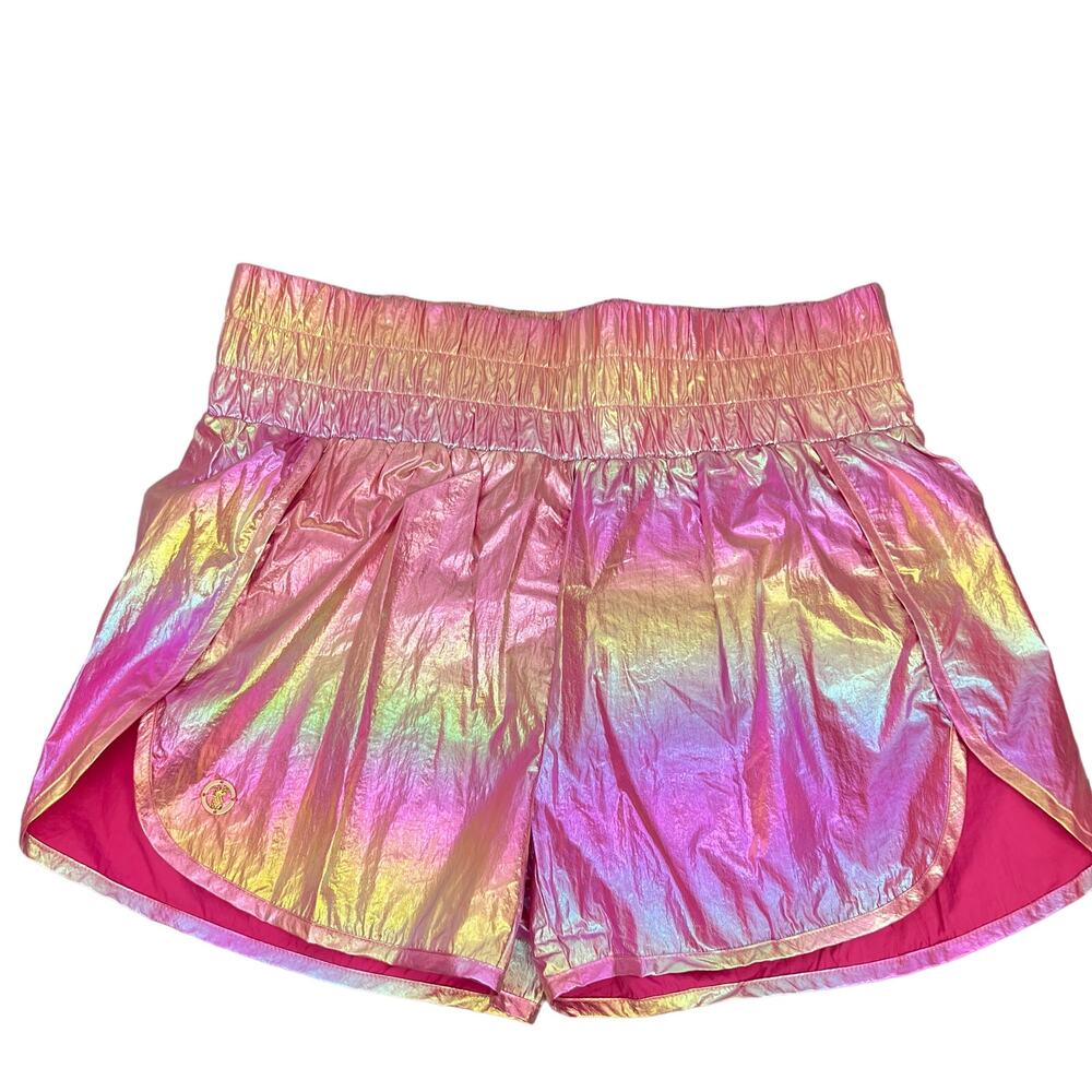 Simply Southern High Waisted Shorts Hot Pink Rainbow Large Pineapple NEW 90s